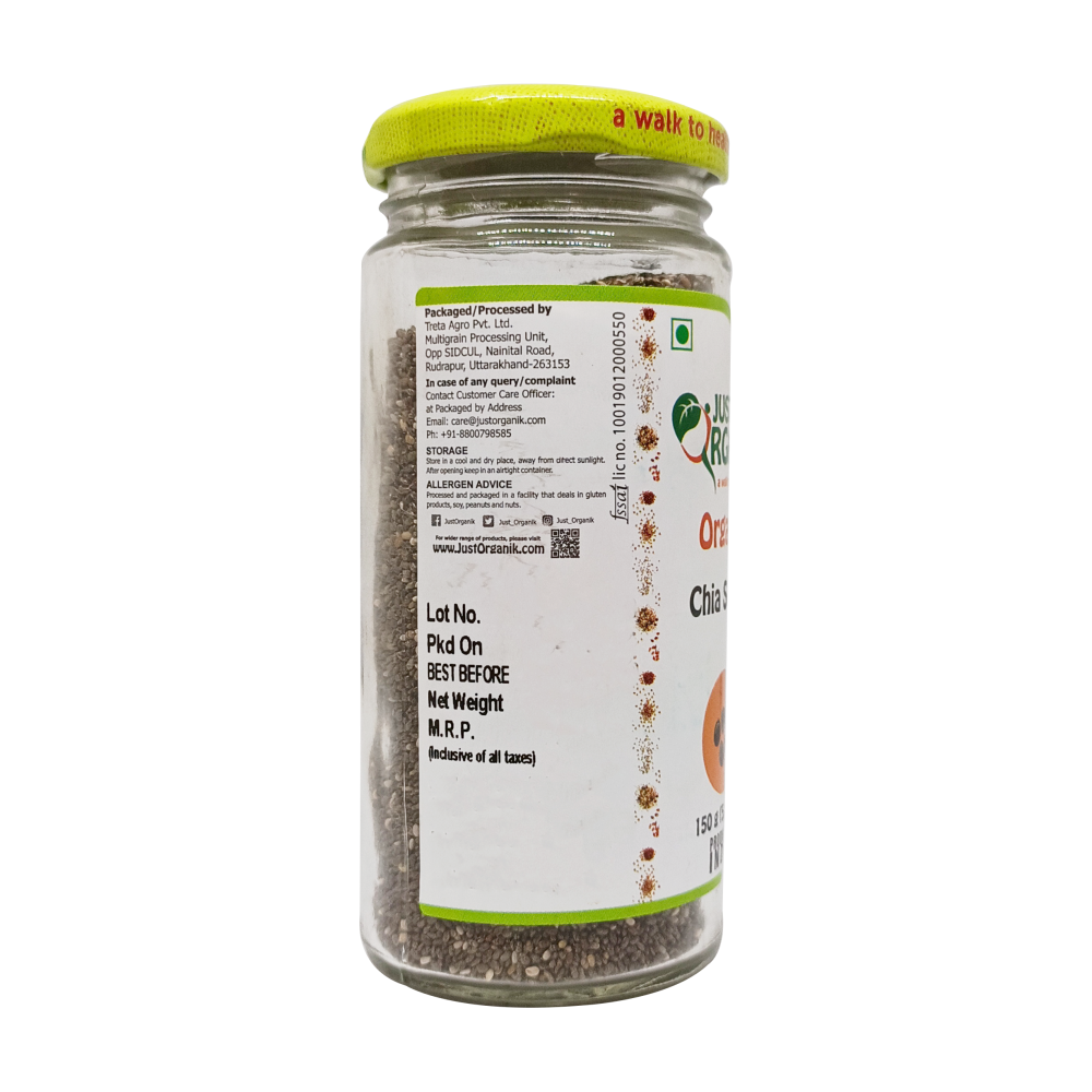 Chia Seeds | USDA Organic - Just Organik - 150gm