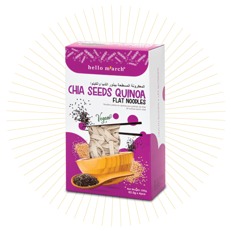 Noodles | Chia Seeds Quinoa Flat Noodles (Made From High Protein Wheat Flour, Organic Raw Quinoa) - Vegan, No Preservatives, No Artificial Colouring & No Flavouring - Hello M&