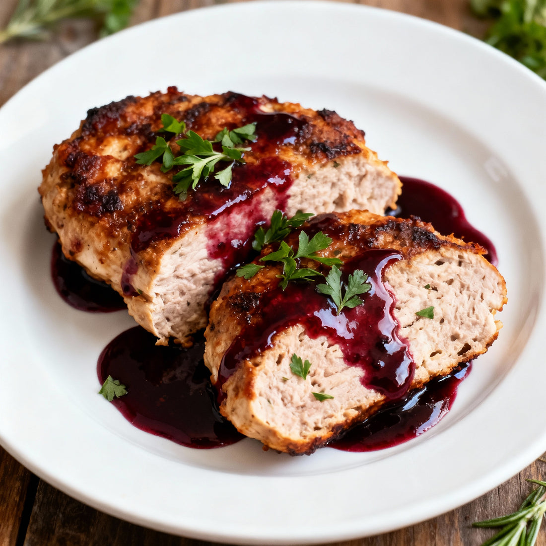 Chicken | Chicken & Port Wine Meatloaf Steaks - No Flavour Enhancer, Emulsifiers, Stabilisers, No Artificial Ingredients & No Antibiotics & Hormone Free - Nature&