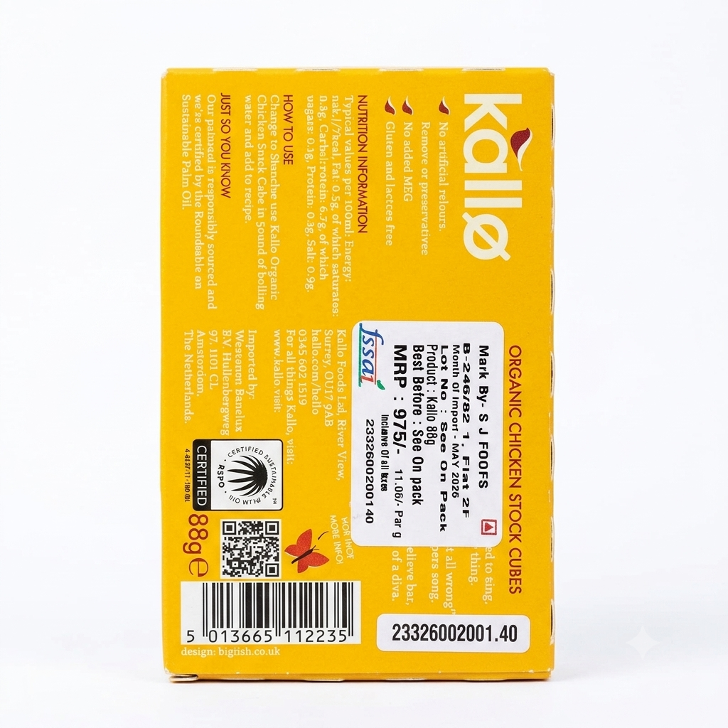 Organic Chicken Cubes | Organic - Vegan, Gluten Free & Lactose Free – Kallo Organic – 8 Cubes