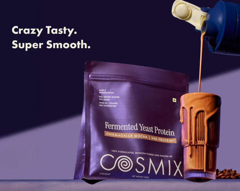 Protein Powder | Chikmagalur Mocha Protein (24g Protein Per Serving) - Fermented Yeast Protein – No Nonsense – No Added Sugar, No Added Sugar & No Added Artificial Flavours – Cosmix – 500gm