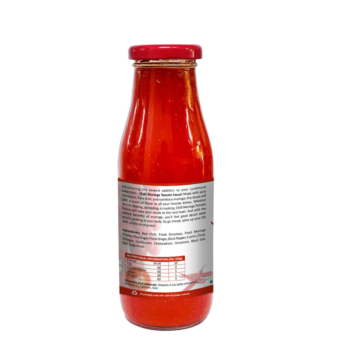 Tomato Ketchup | Chilli Moringa - No Added Preservatives, Colours & Flavours - Organic Wellness - 350gm