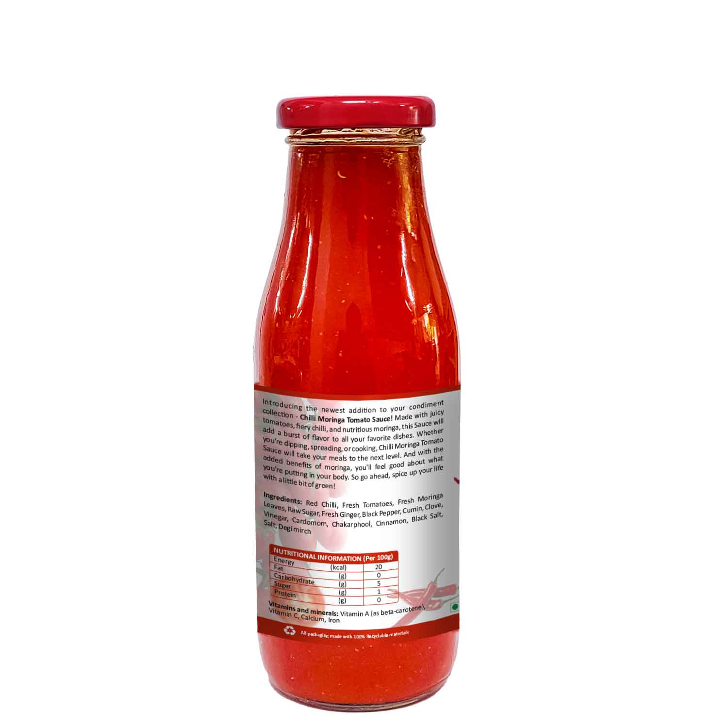 Tomato Ketchup | Chilli Moringa - No Added Preservatives, Colours & Flavours - Organic Wellness - 350gm