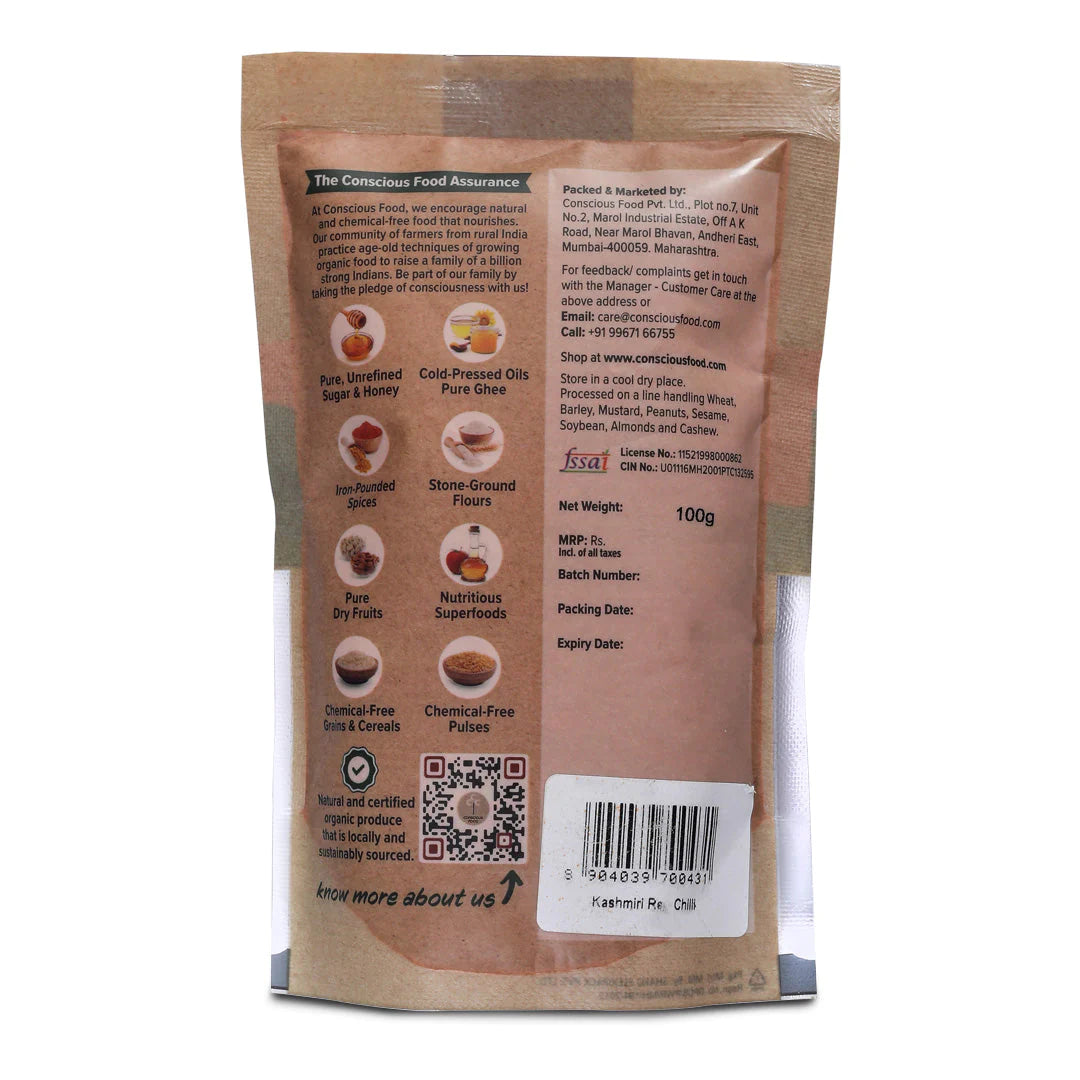 Kashmiri Red Chilli Powder – Conscious Food – 100gm