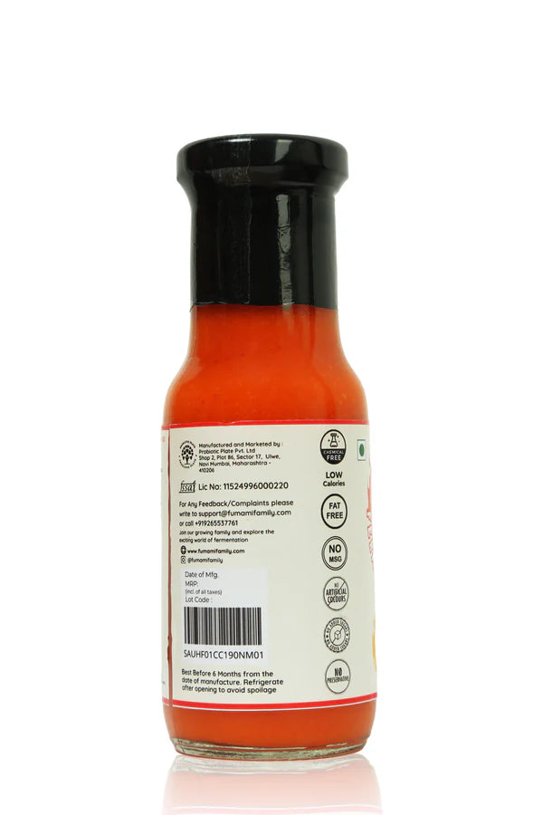 Sauce | Chingari Chachi (Red Chili and Garlic) - Fermented Hot Sauce - No Added Preservatives, No MSG, Sugar Free & No Artificial Colours - Fumami - 190gm