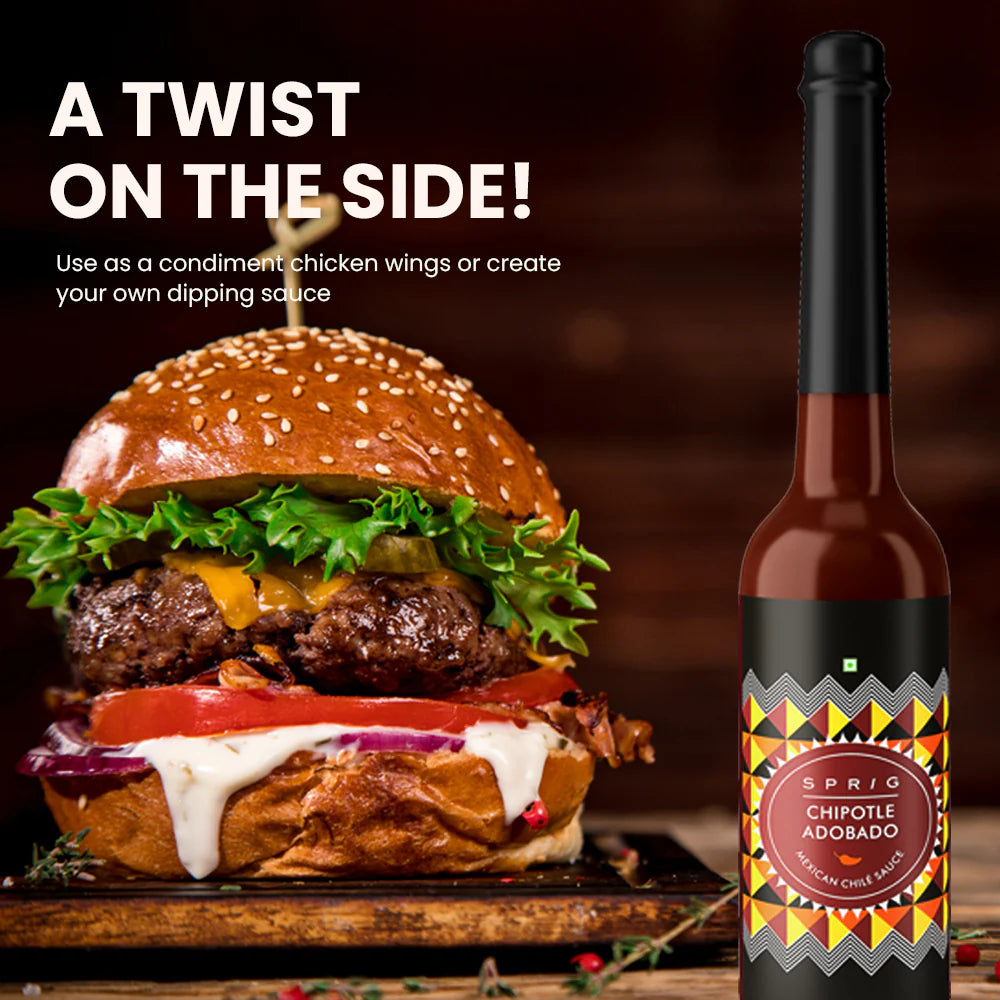Chilli Sauce | Chipotle Adobado Mexican Chilli Sauce - Vegan, Gluten Free & No Added Sugar - Sprig - 120gm