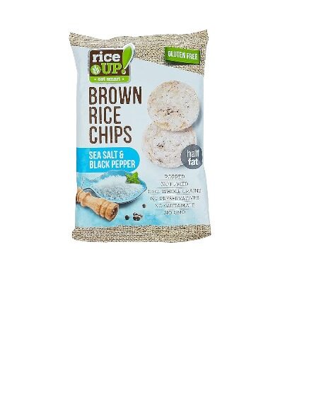 Chips | Brown Rice (Sea Salt & Black Pepper) - Popped – Not Fried - Vegan, Gluten Free, No Preservatives, No Gmo & No Gmo – RiceUp – 60gm