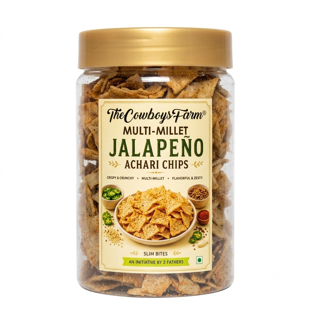 Chips | Multi Millet Jalapeno Achari Chips - No Palm Oil & No Added Preservatives - The Cow Boys Farm – 160gm