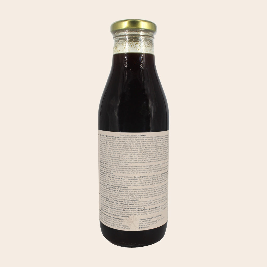 Syrup | Choci - Chocolate Syrup (Made With Natural And Ethical Ingredients) - Natural - Sulphur Free, Cane Free, No Colors, No Preservatives & No Artificial Flavour - Suryan Organic - 500ml