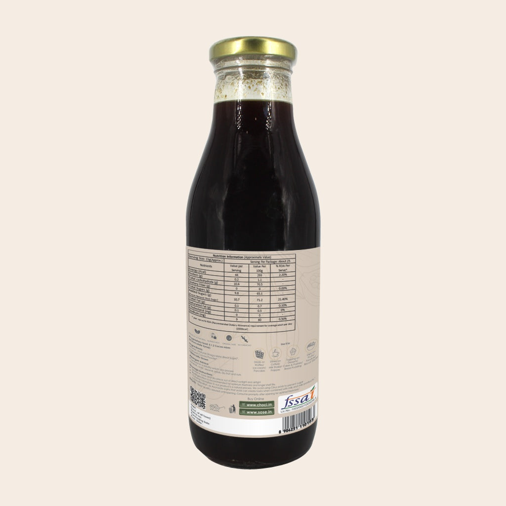 Syrup | Choci - Chocolate Syrup (Made With Natural And Ethical Ingredients) - Natural - Sulphur Free, Cane Free, No Colors, No Preservatives & No Artificial Flavour - Suryan Organic - 500ml
