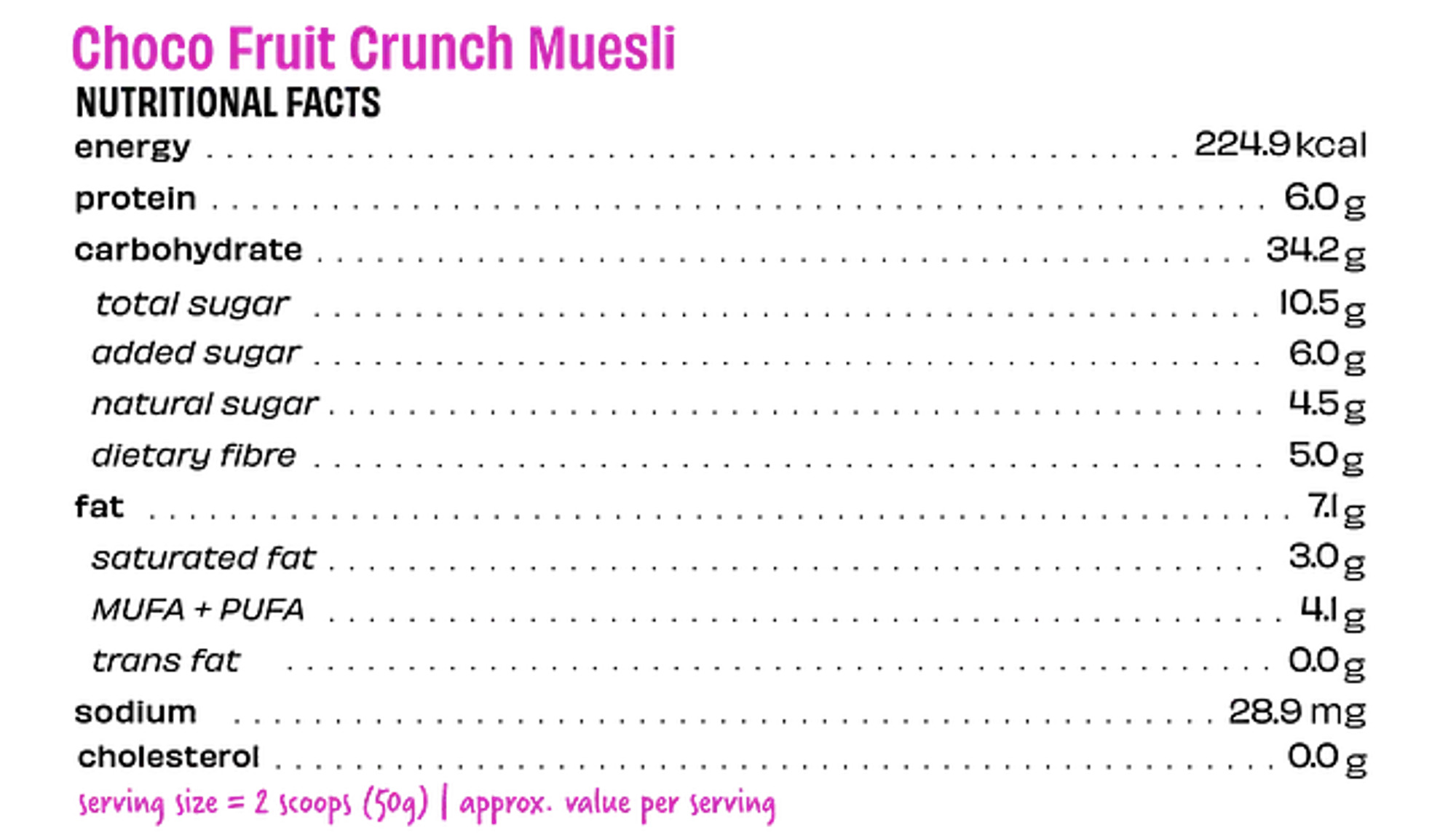 Muesli | Choco Fruit Crunch – Gluten Free, No Preservatives, No Added Flavor & No Artificial Sweetener – The Whole Truth – 750gm