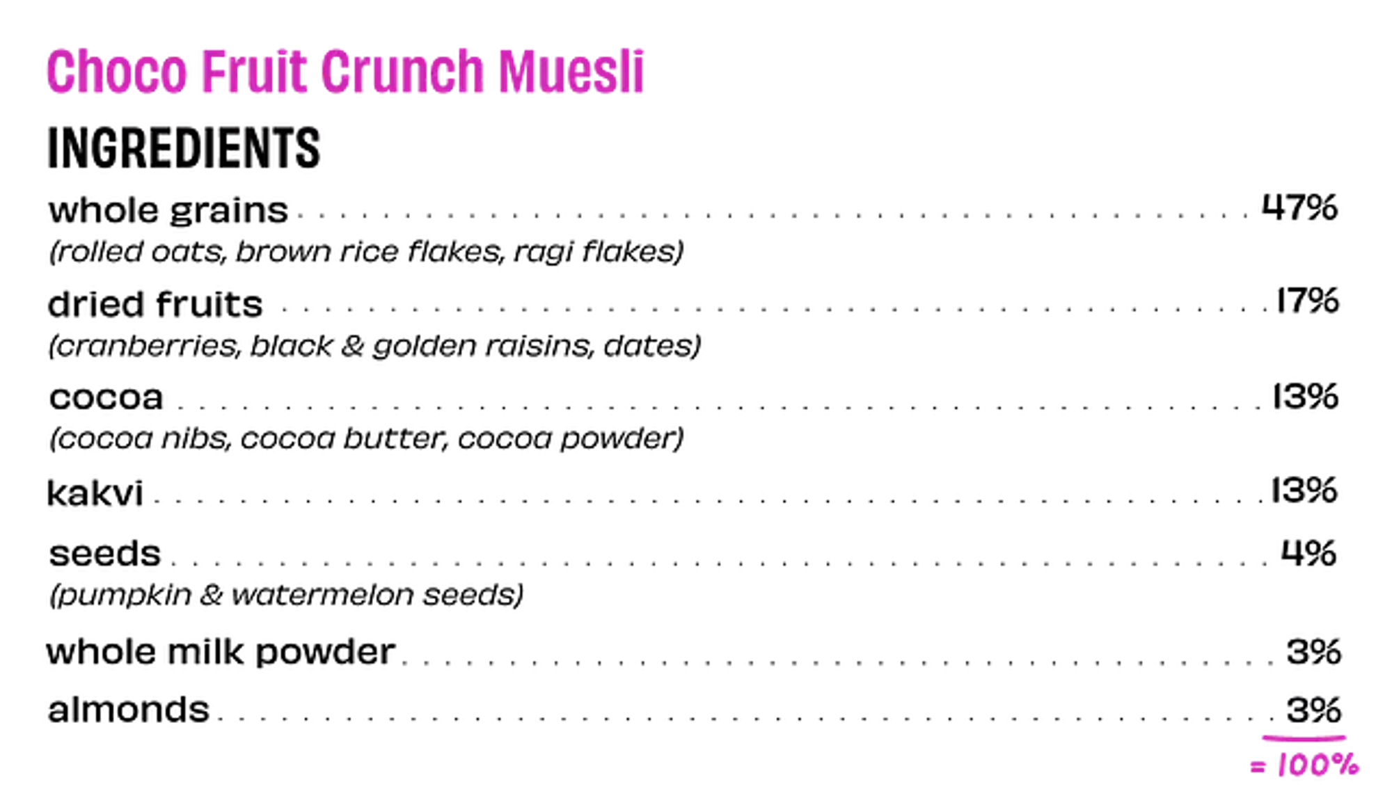 Muesli | Choco Fruit Crunch – Gluten Free, No Preservatives, No Added Flavor & No Artificial Sweetener – The Whole Truth – 750gm