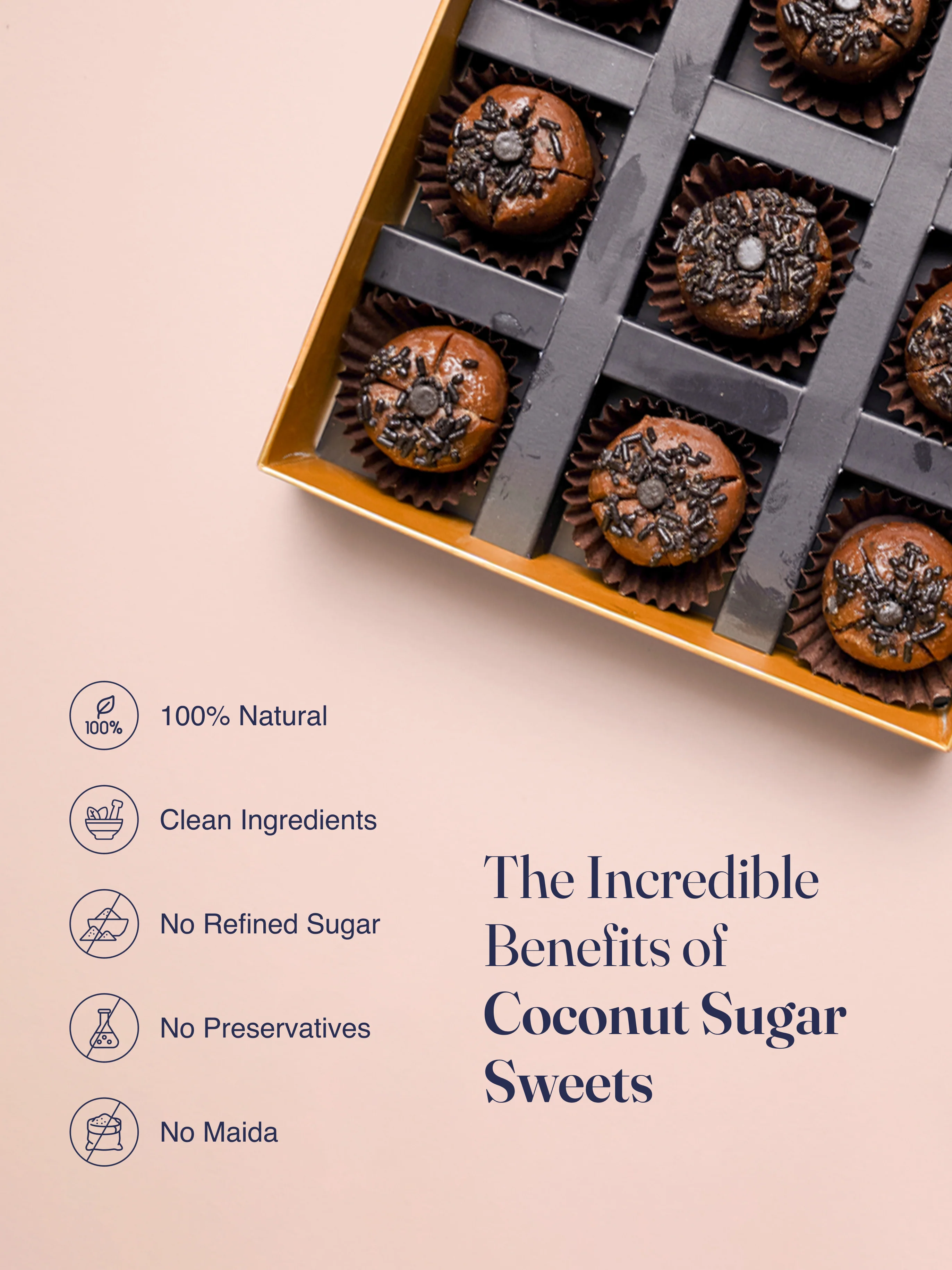 Choco Almond Pearls - No Refined Sugar, No Maida & No Preservatives - The Coconut Sugar Company - 9Pcs