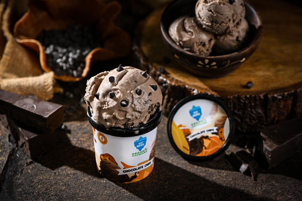 Chocolate Chips Ice Cream | (Made From A2 Milk & Sweetened With Dhaga Mishri) - Iceberg Organic Ice Cream – 750ml