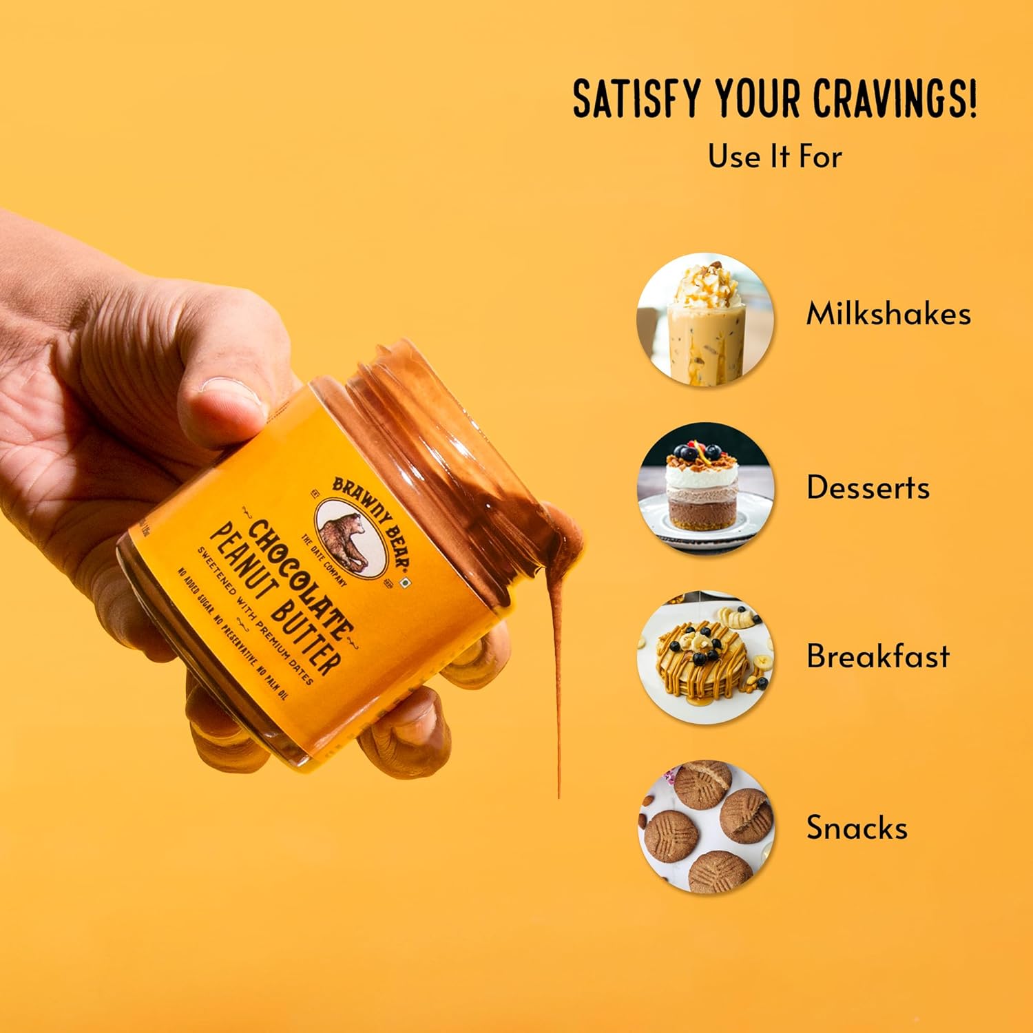 Peanut Butter | Chocolate Peanut Butter Sweetened With Premium Dates - No Added Sugar, High In Protein, No Trans Fat & No Palm Oil - Brawny Bear - 200gm