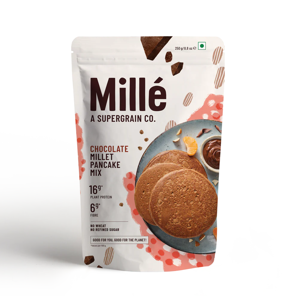 Pancake | Chocolate Pancake mix - 16g Protein - 100% Real Cocoa - No Maida, No Atta & No Refined Sugar - Mille&