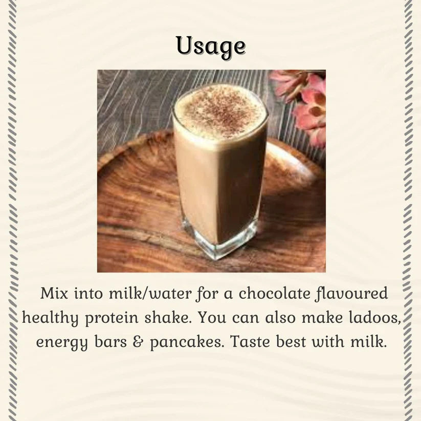 Sattu Drink | Chocolate Sattu Drink Mix - Hand Roasted & Stone Ground Chana Sattu – Gluten Free, High In Protein And Fiber Or Preservatives Free - Natureship - 220gm