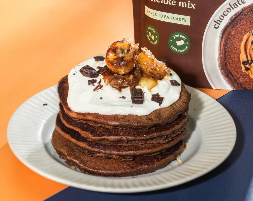 Pancake Mix | Chocolate - No Nonsense - Plant Protein Pancake Mix - No Palm Oil, Maida, Gums, No Refined Sugar & No Artificial Flavours - Cosmix - 200gm - Makes 10 Pancakes