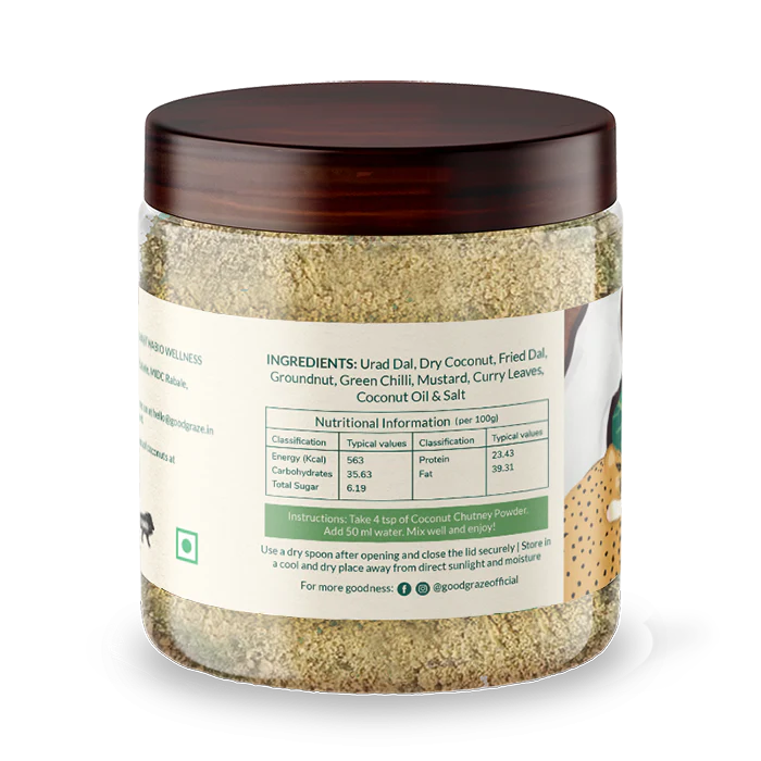 Chutney Powder | (Pudina Coconut) - Classic Recipe - Natural - Vegan, No Added Preservatives & No Additives - Good Graze - 125gm