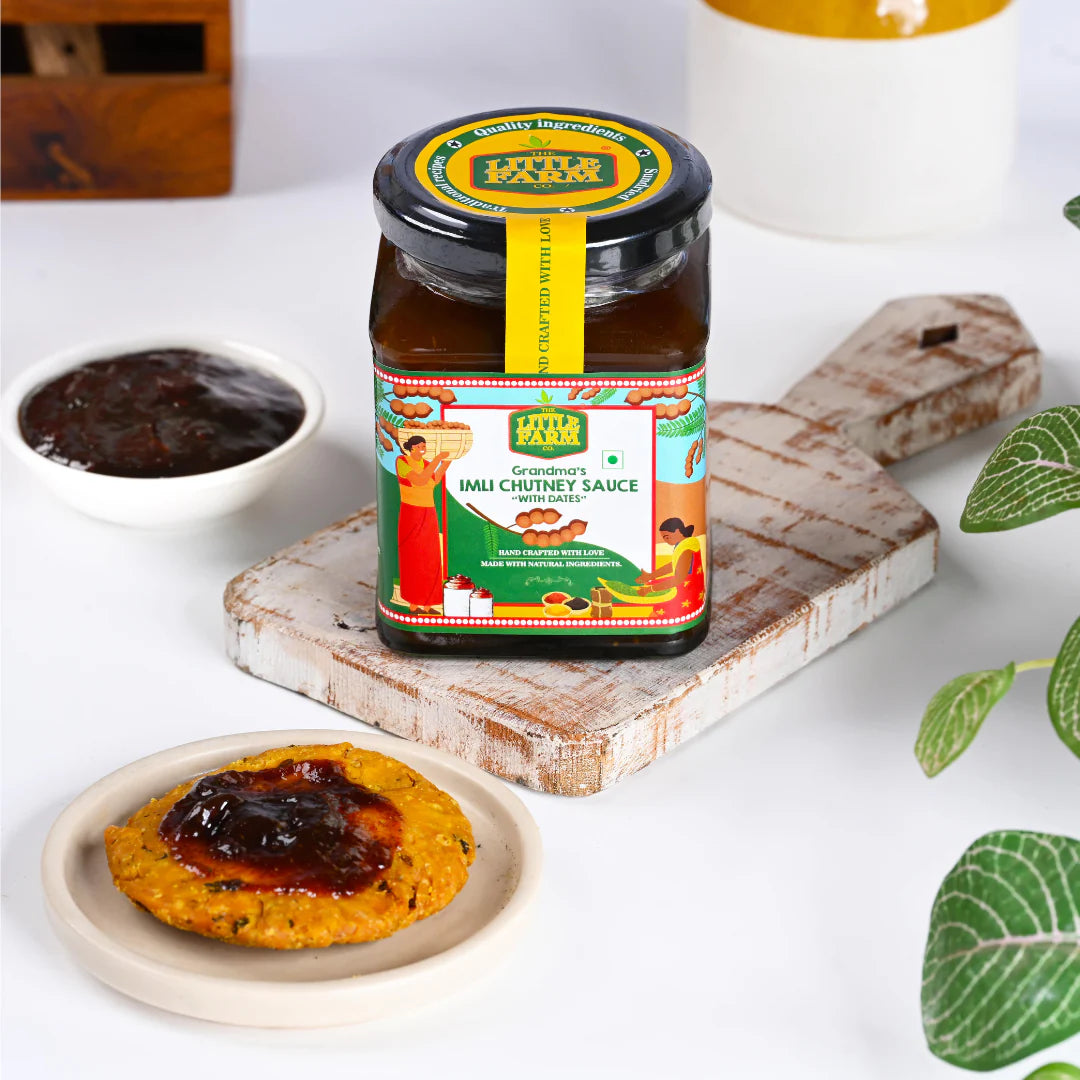 Chutney | Imli Chutney Sauce (With Dates) – Made With Natural Ingredients -Sundried – Handcrafted – Traditional Taste – Farm Fresh – No added colors. The Little Farm – 300gm