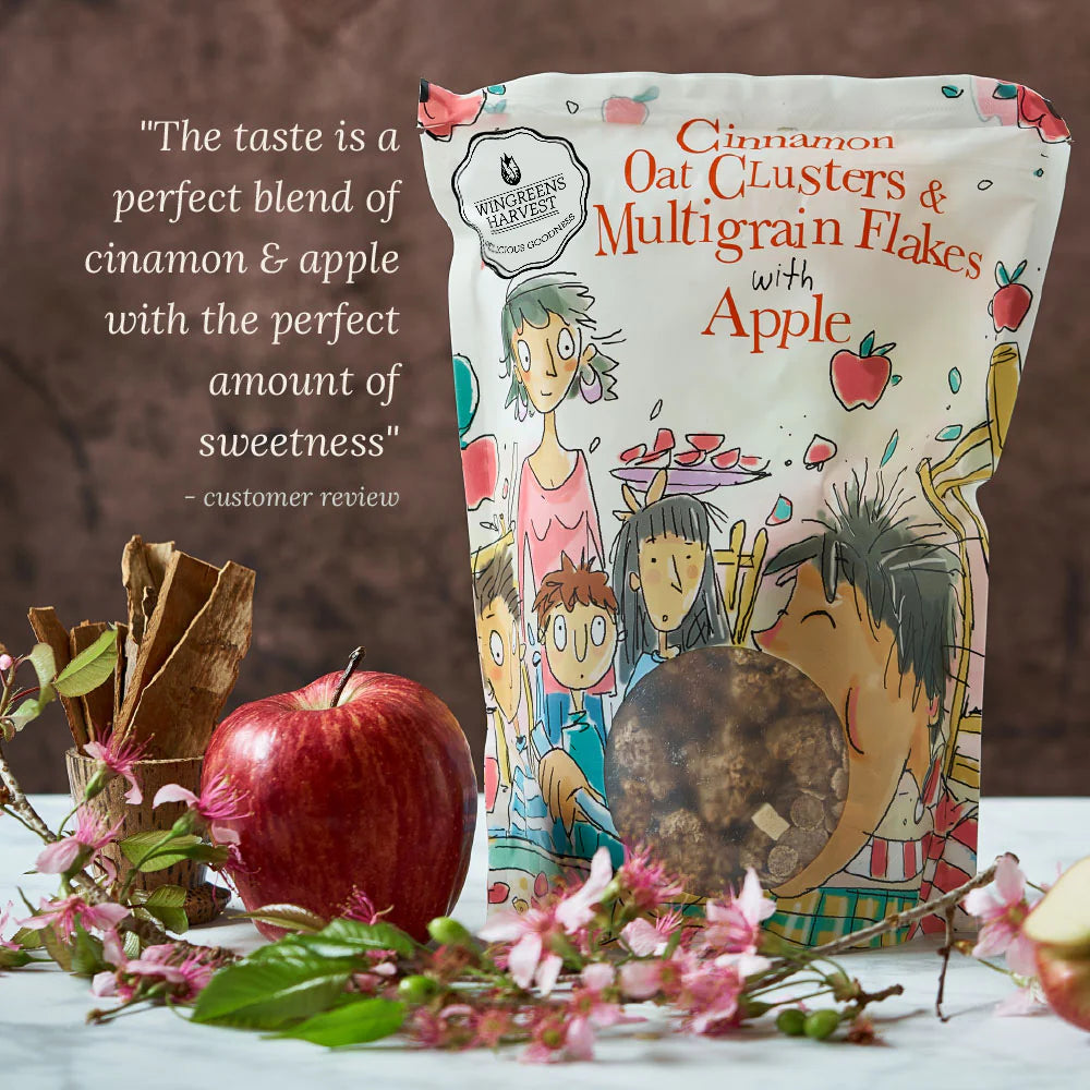 Cinnamon Oat Clusters & Multi Grain Flakes With Apple - Wingreens Harvest - 350gm