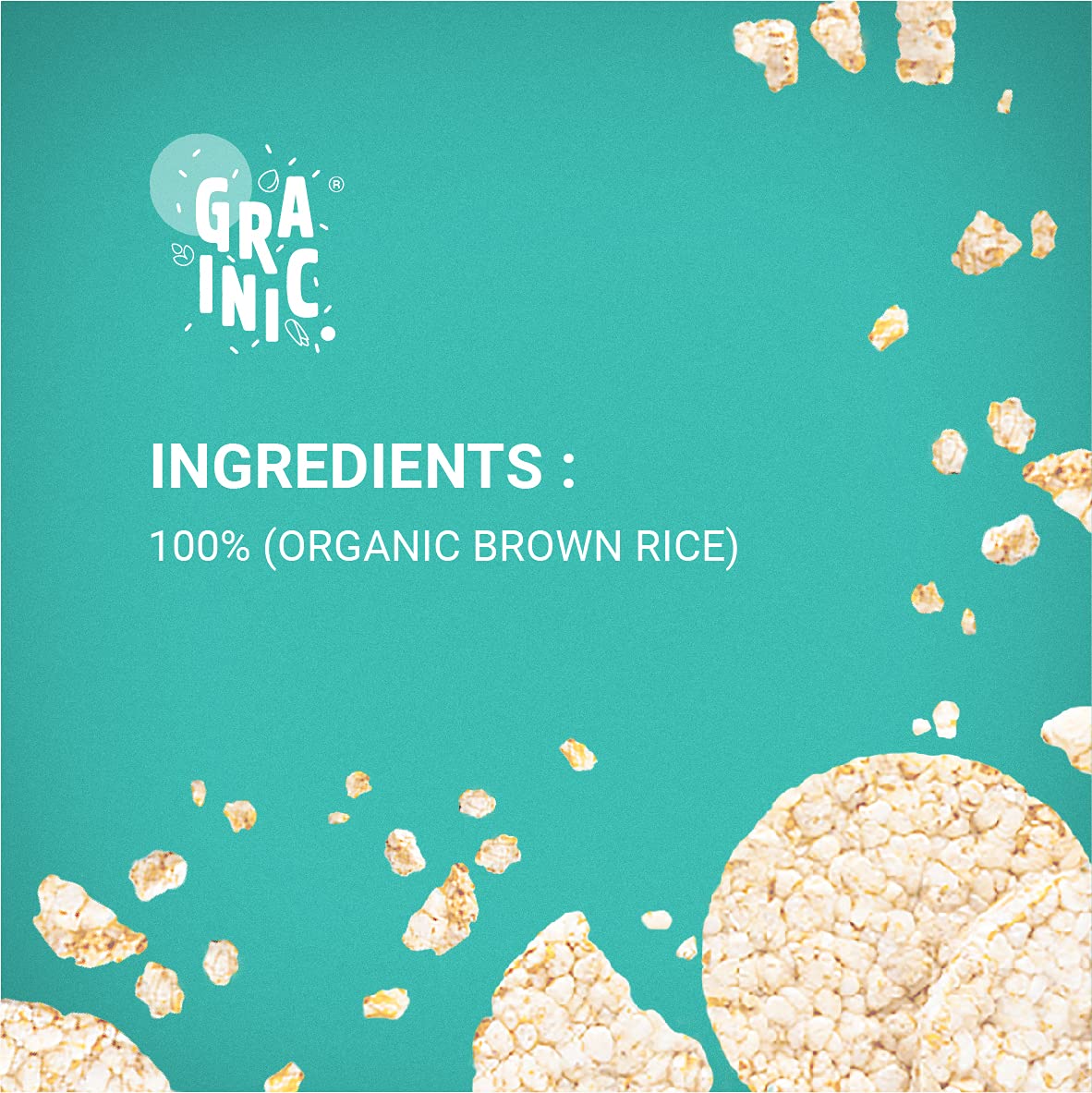 Classic Plain Rice Cakes - Unsalted - Vegan, Gluten Free, No Added Sugar & High Fiber - Grainic - 135gm