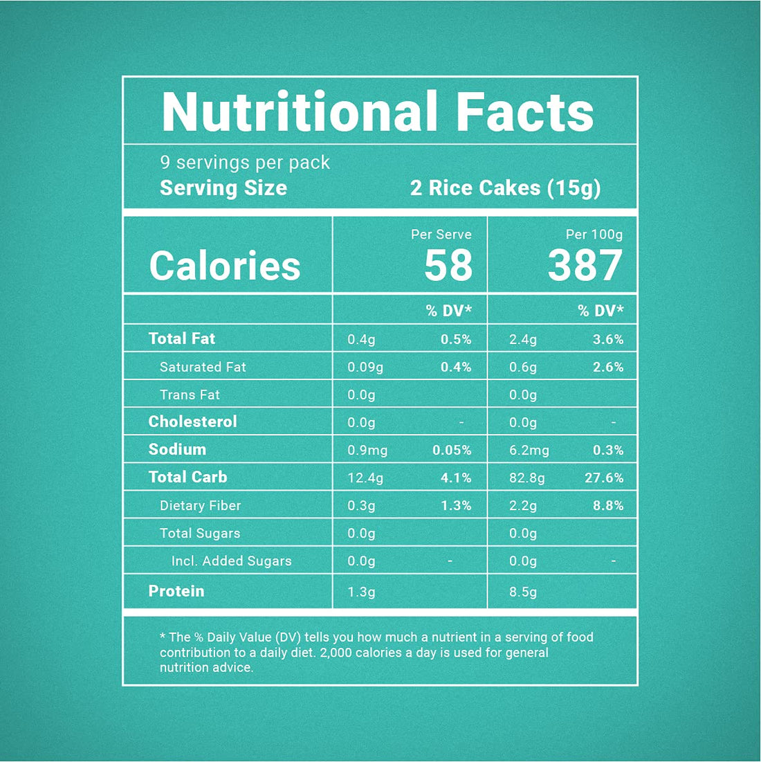 Classic Plain Rice Cakes - Unsalted - Vegan, Gluten Free, No Added Sugar & High Fiber - Grainic - 135gm