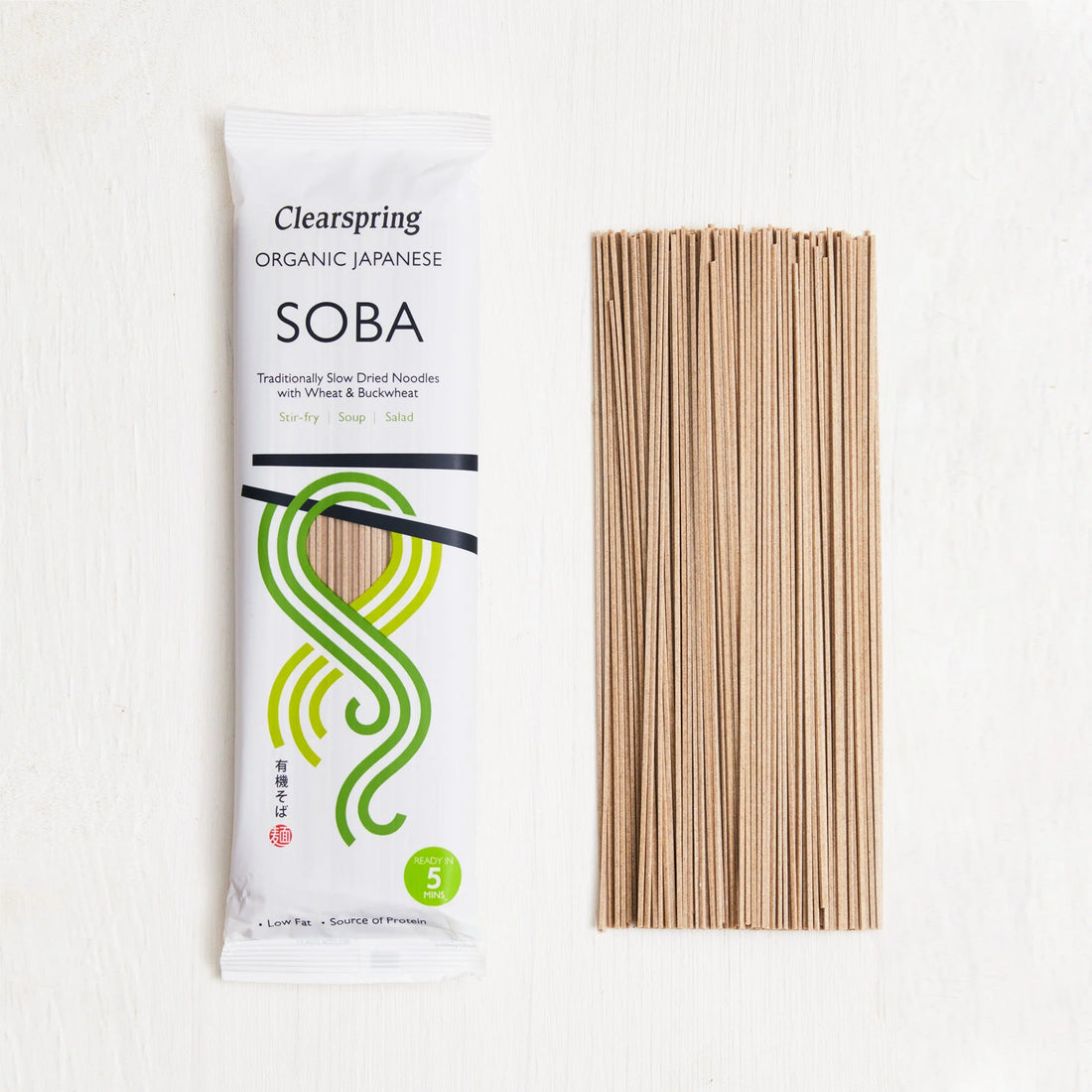 Noodles | Organic Japanese Soba Noodles - Traditionally Slow Dried 100% Buckwheat Noodles - Gluten Free, Low In Fat, High In Fibre And Protein - Clearspring - 200gm