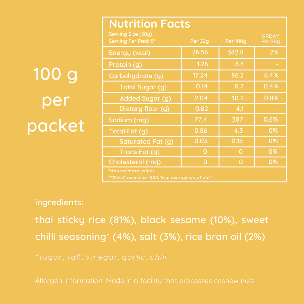 Chips | Thai Rice Chips (Sweet Chilli) - All Natural – Vegan, Gluten Free, Trans Fat Free, Non GMO & No Added Artificial Flavor – natch – 25gm