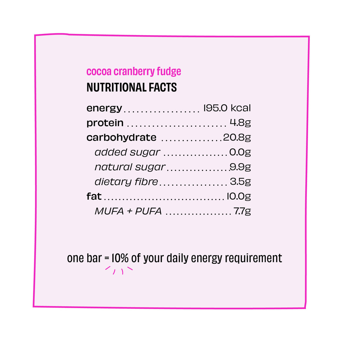 Cocoa Cranberry Bar - Vegan, Gluten Free, Vegan, Gluten-Free, Dairy Free & No Added Sugar – The Whole Truth – 40gm