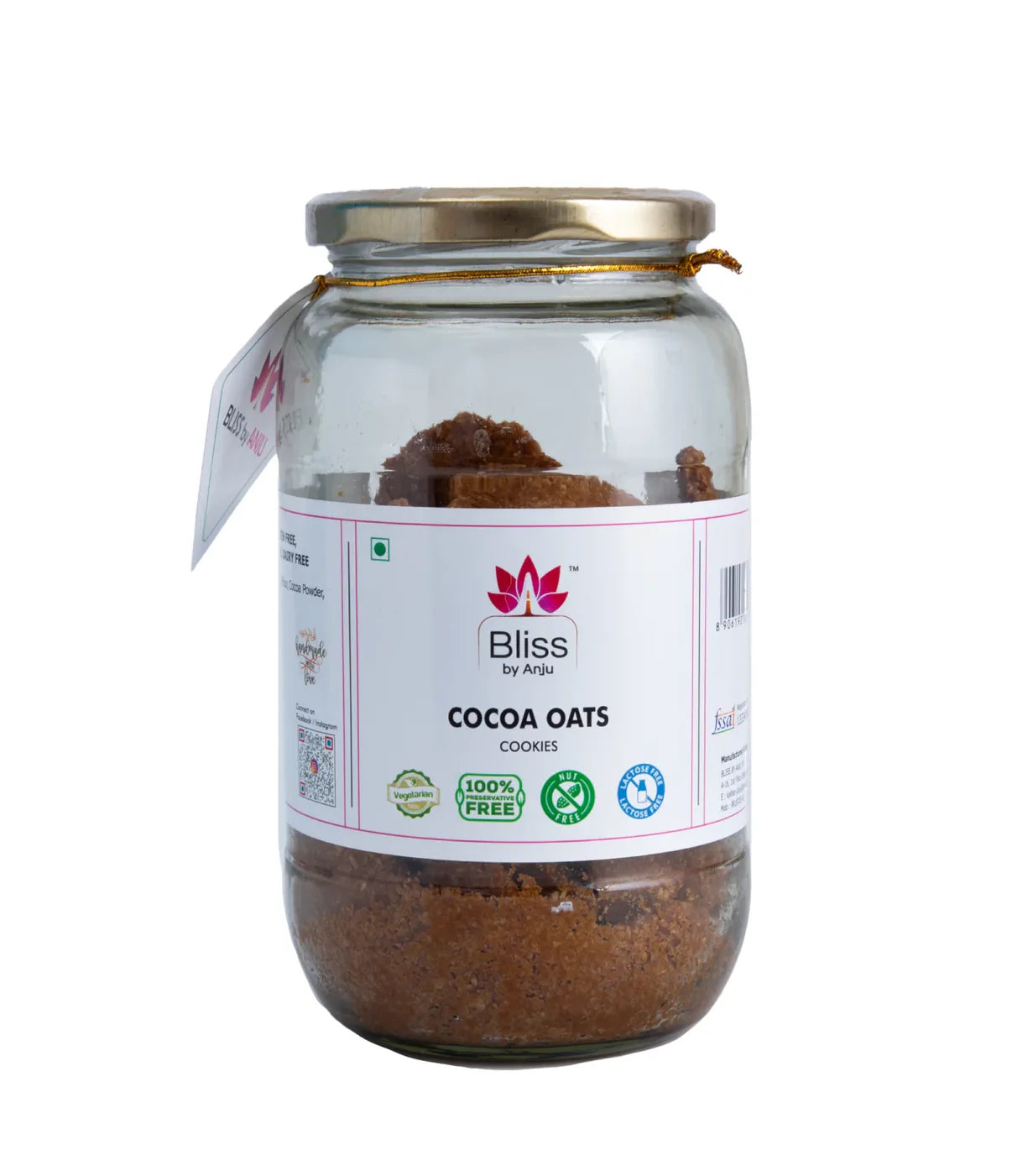 Biscuits | Cocoa Oats Biscuits – Gluten Free, Preservatives Free, Butter Free & Refined Sugar Free - Bliss Box Foods – 350gm