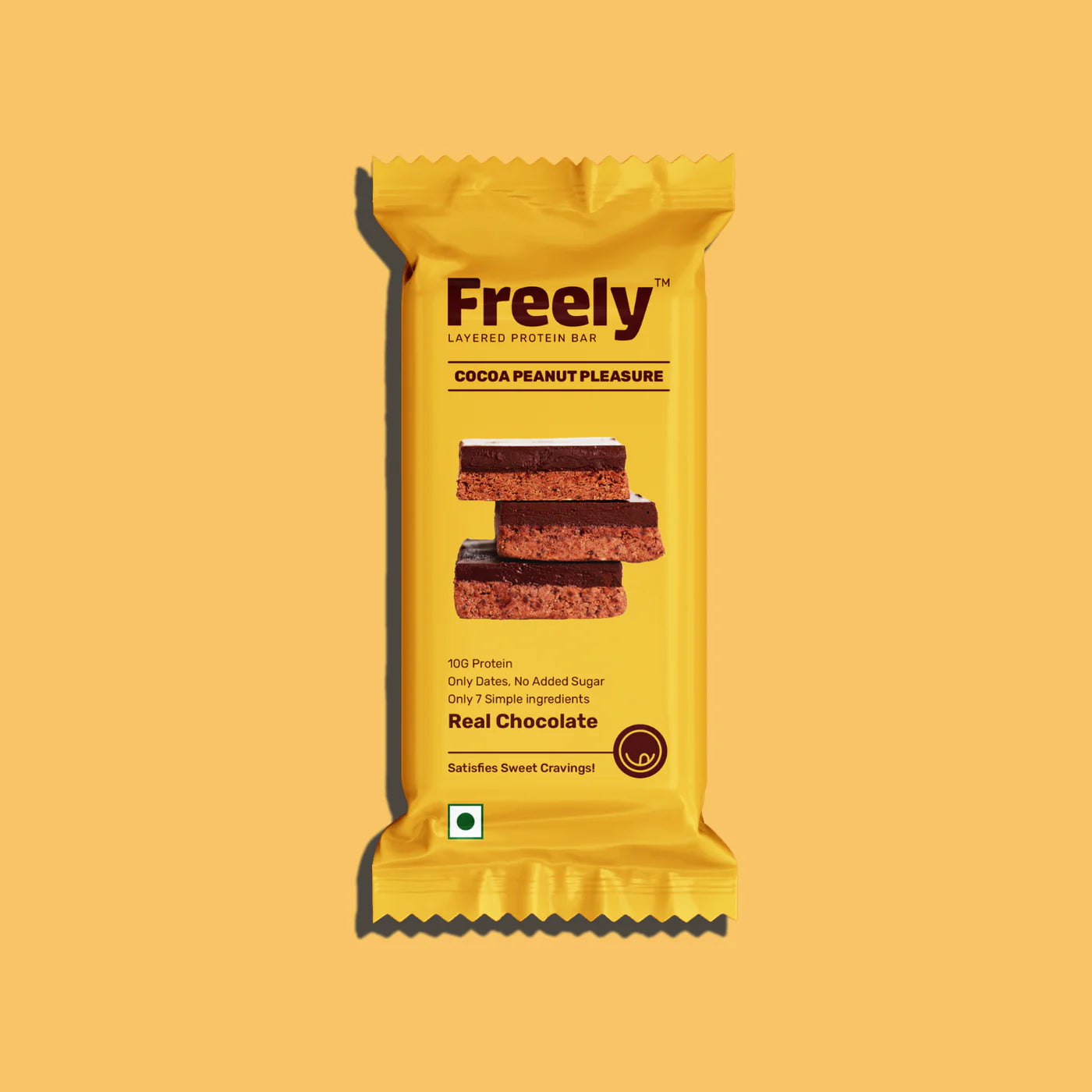 Chocolate Bar | Cocoa Peanut Pleasure (Protein Bar) – 10g Protein – Real Chocolate – No Added Artificial Preservatives & No Added Sugar – Freely – 44gm
