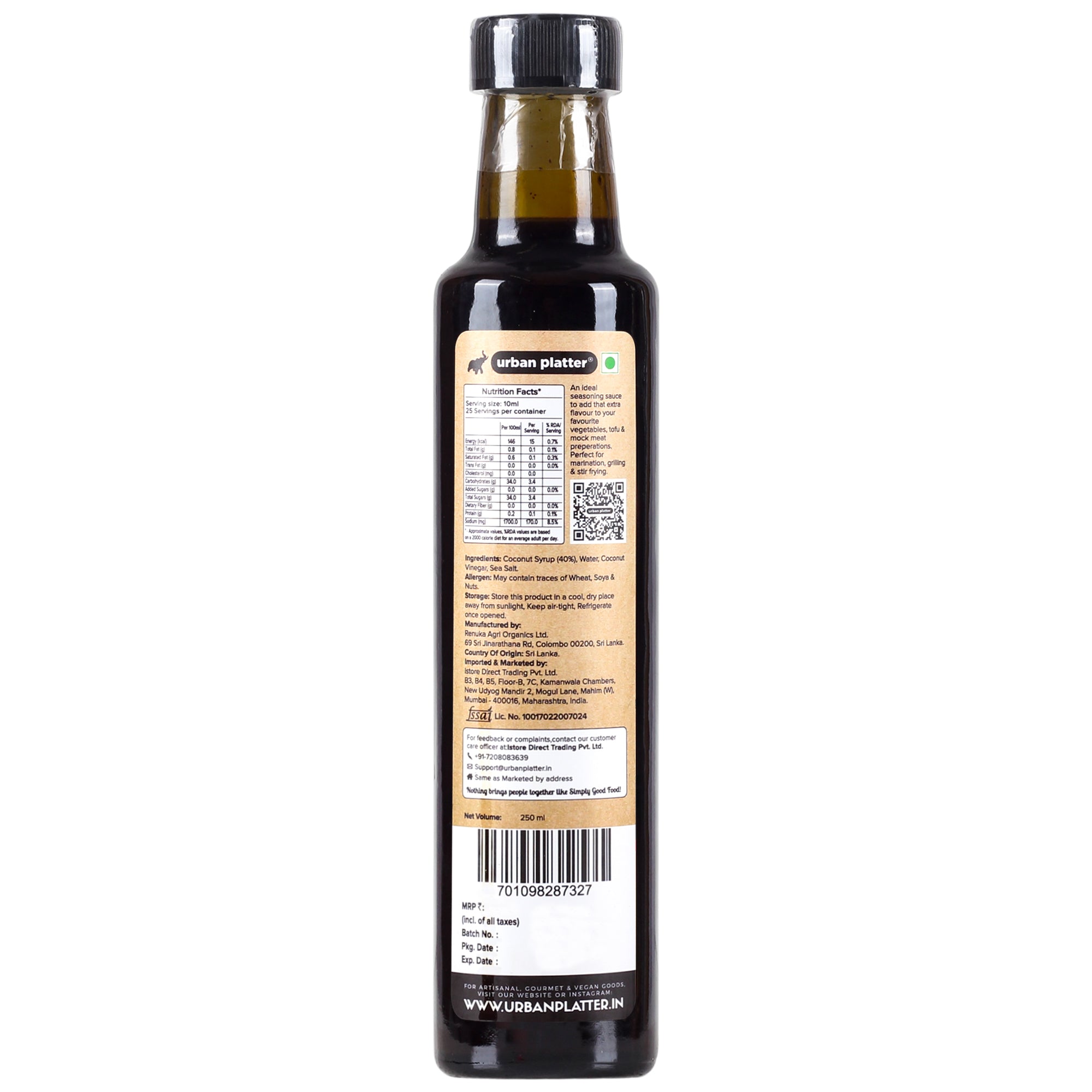 Coconut Aminos (Classic) - Umami Seasoning Sauce- Soy-free, Gluten Free, Perfect for Dipping Asian Appetizers – Urban Platter – 250ml