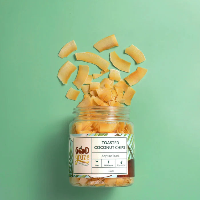 Coconut Chips | Toasted (Dried Sweet) - Not Fried - Natural - Vegan, Gluten Free & No Preservatives - Good Graze - 100gm