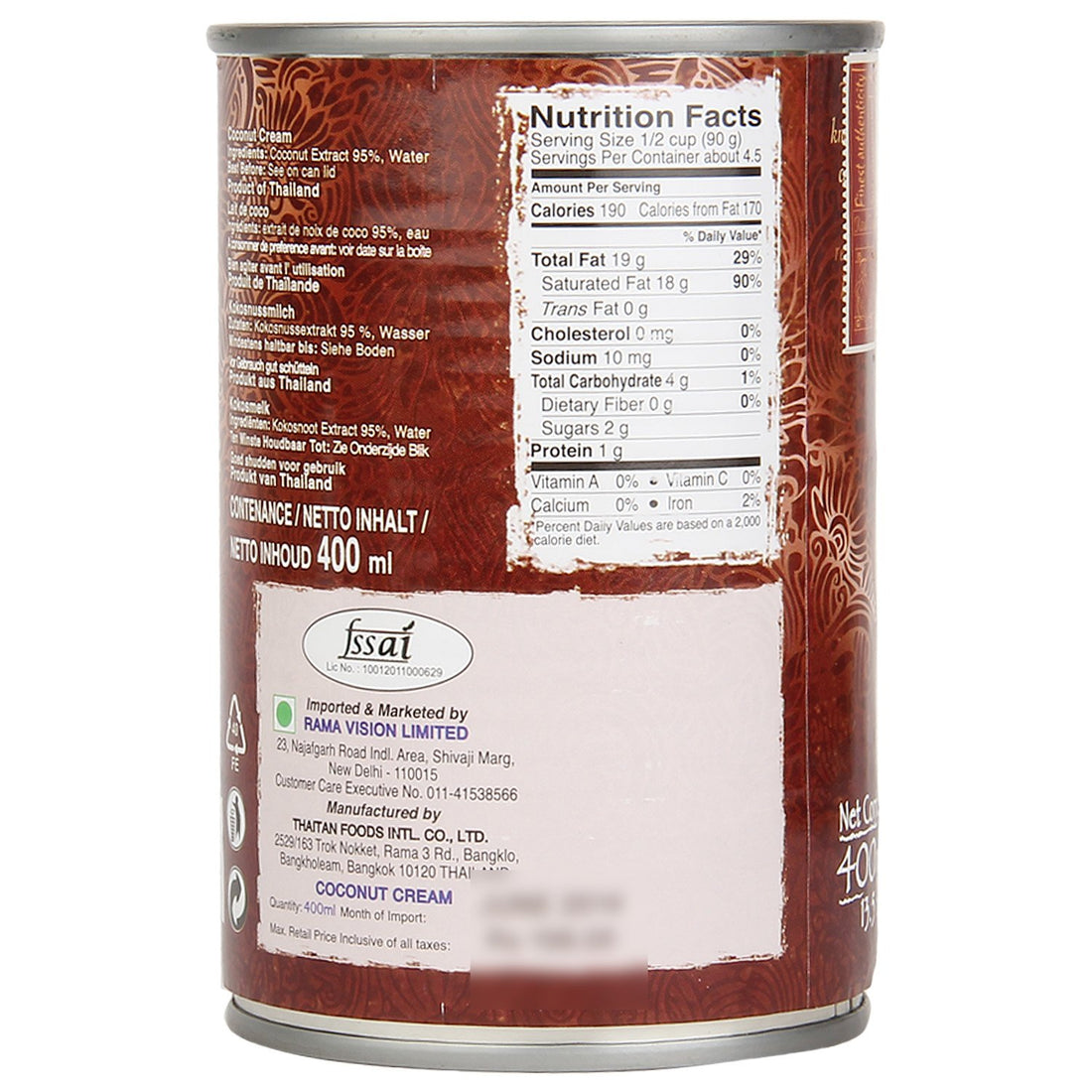 Coconut Cream - Real Thai - 400gm