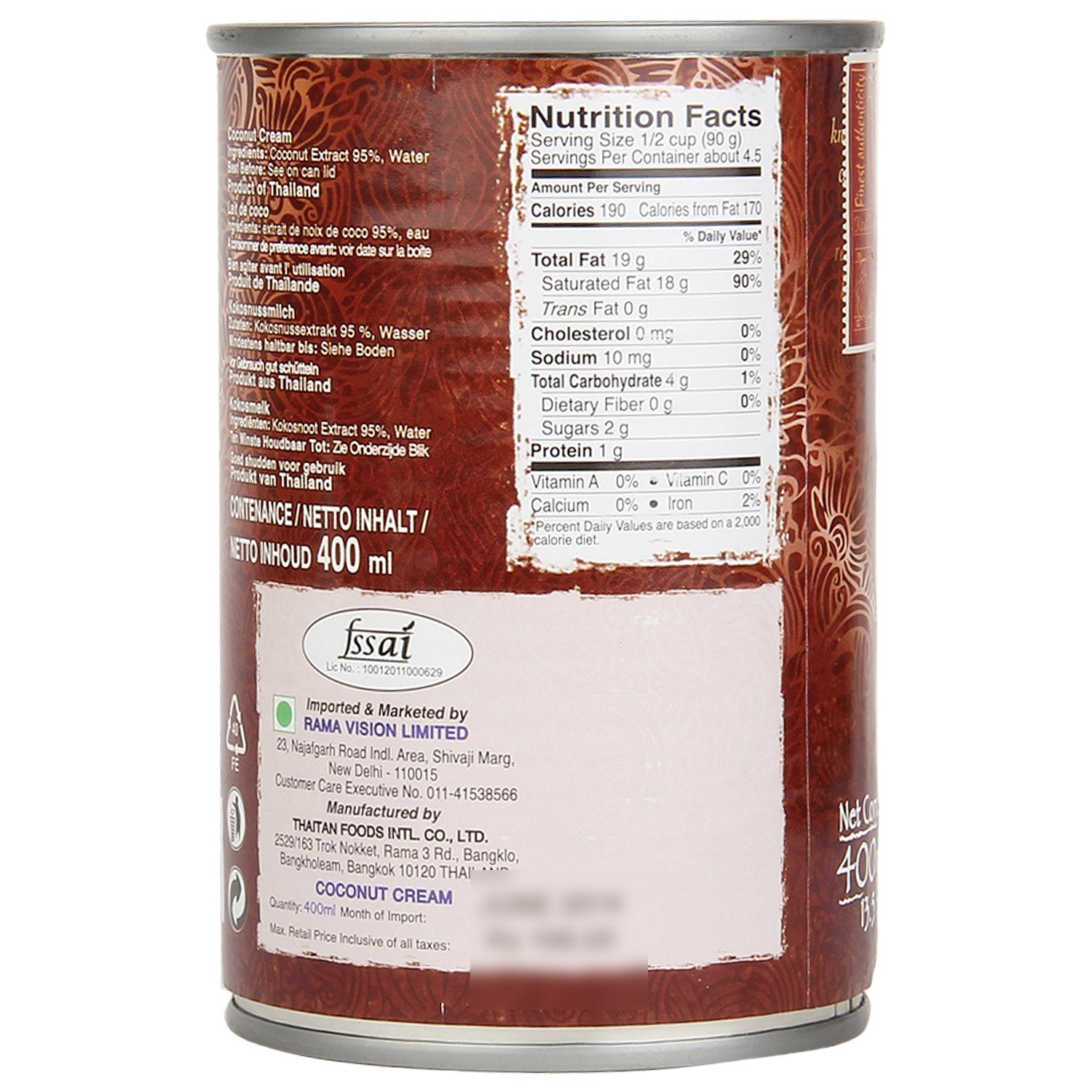 Coconut Cream - Real Thai - 400gm