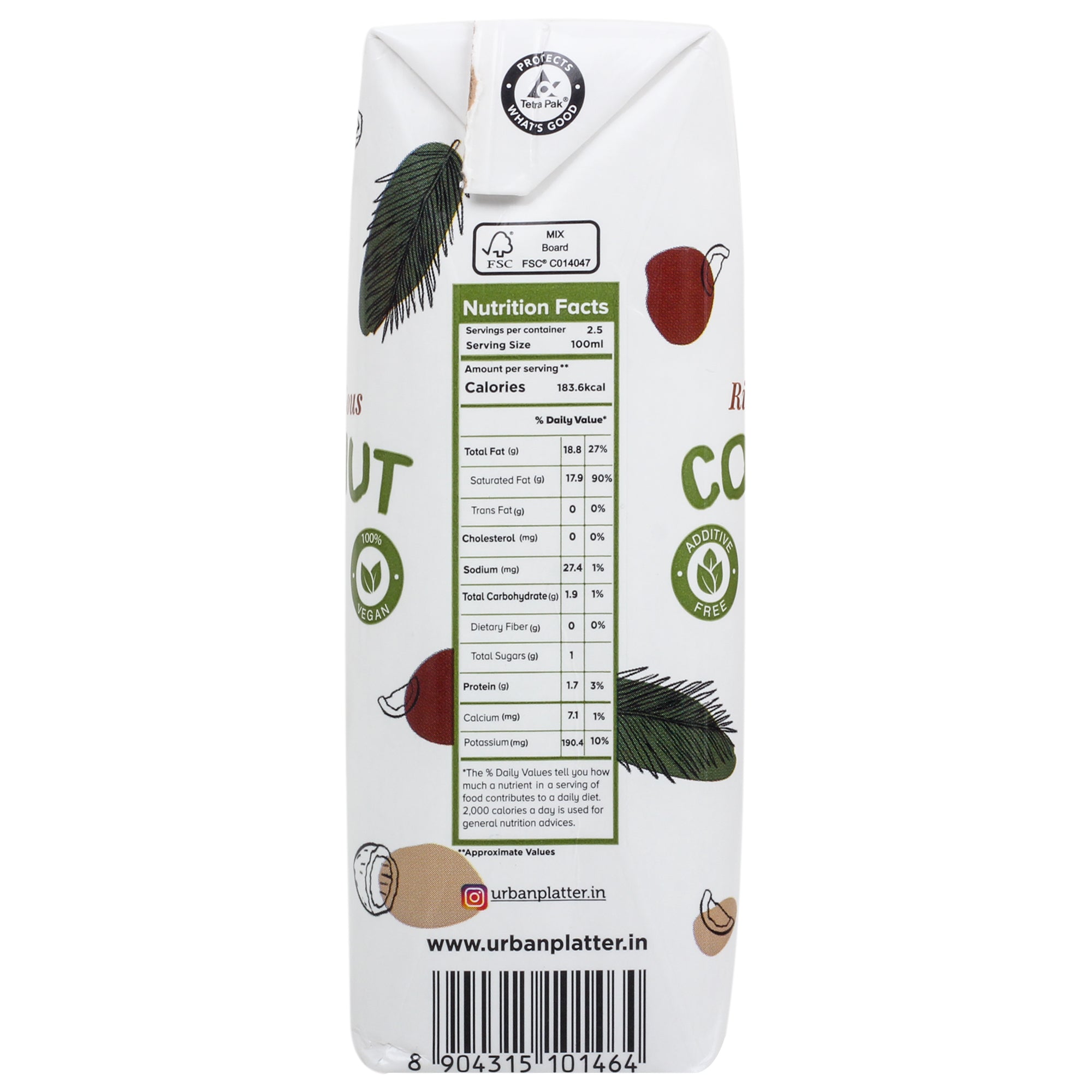 Coconut Milk | Unsweetened - Vegan - Urban Platter – 250ml