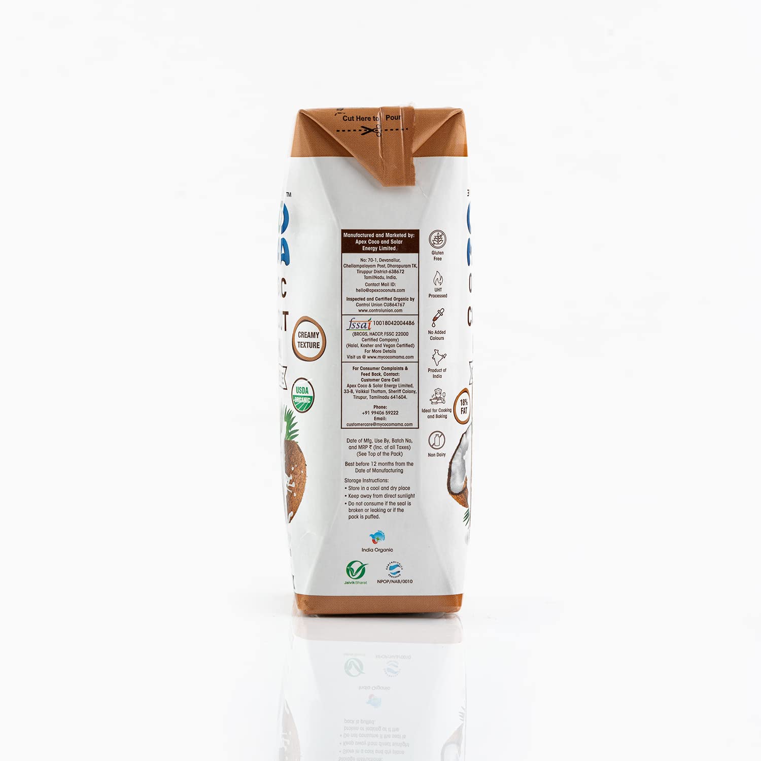 Coconut Milk - Organic - Vegan, No Added Colours, Non GMO, Gluten Free - Coco Mama - 250ml
