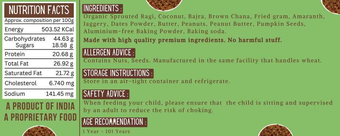 Millet Cookies | Coconut - Gluten Free, No Added Sugar, Maida, Hydrogenated Fat & No Added Artificial Flavors - Tummy Friendly – 75gm