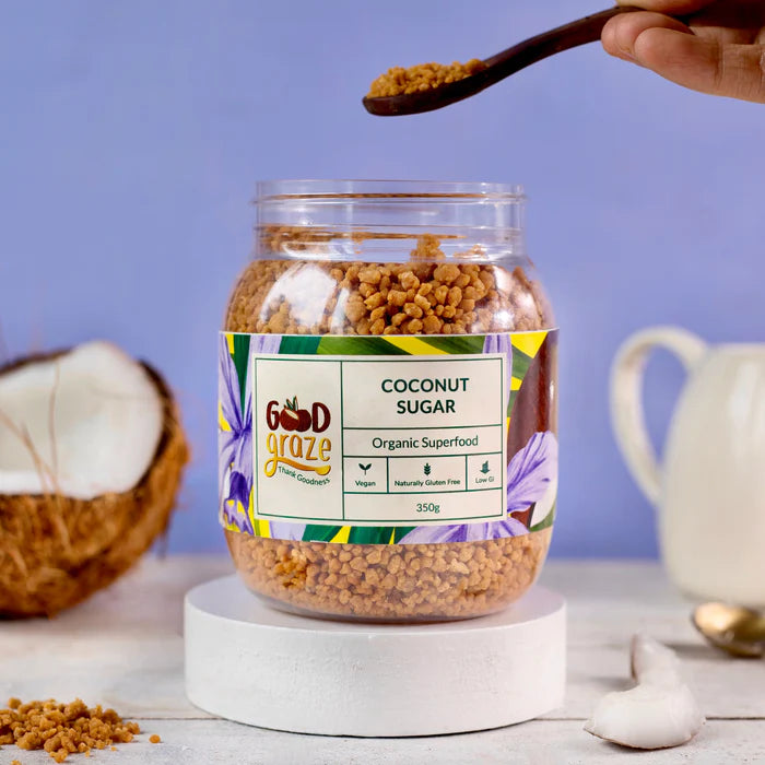 Coconut Sugar | Organic - Vegan, Gluten Free, No added Preservatives, No Refined Sugar & Low Gi - Good Graze - 350gm