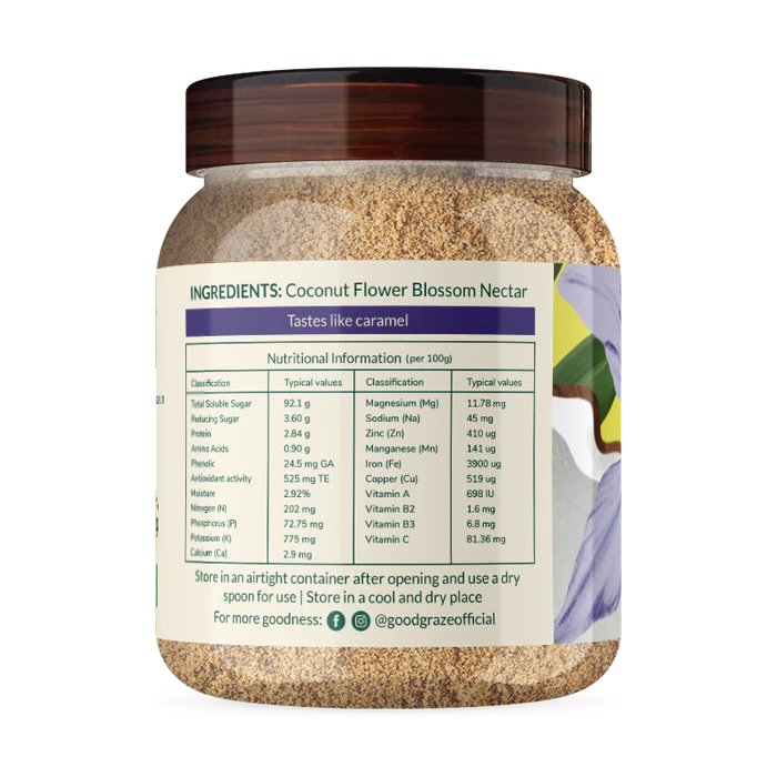 Coconut Sugar | Organic - Vegan, Gluten Free, No added Preservatives, No Refined Sugar & Low Gi - Good Graze - 350gm