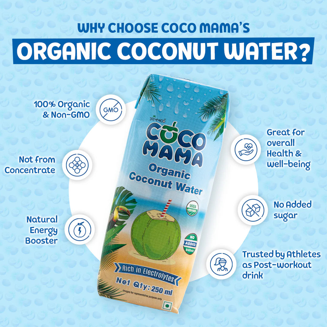 Coconut Water - Organic - Vegan, Gluten Free, Enriched with Vitamin C - Coco Mama - 250ml