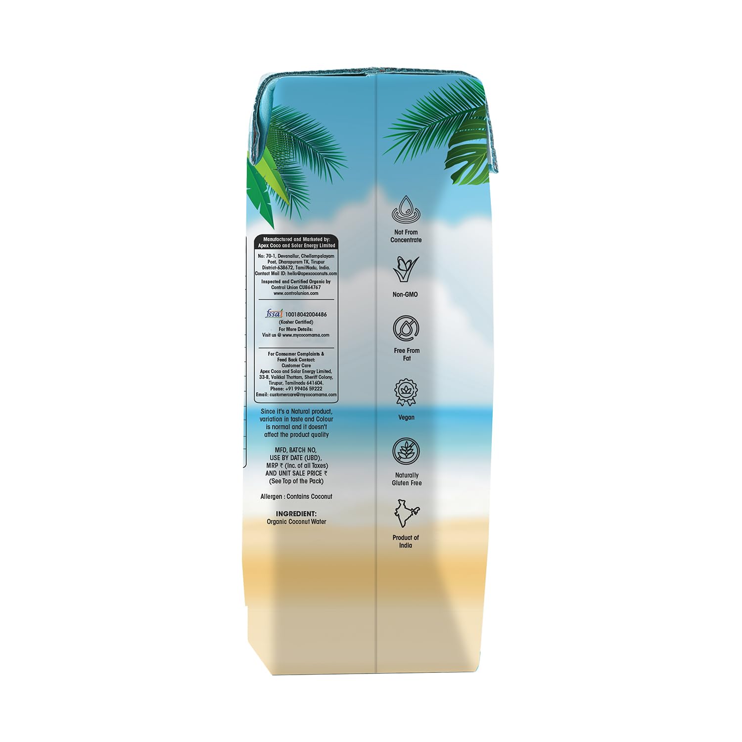 Coconut Water - Organic - Vegan, Gluten Free, Enriched with Vitamin C - Coco Mama - 250ml