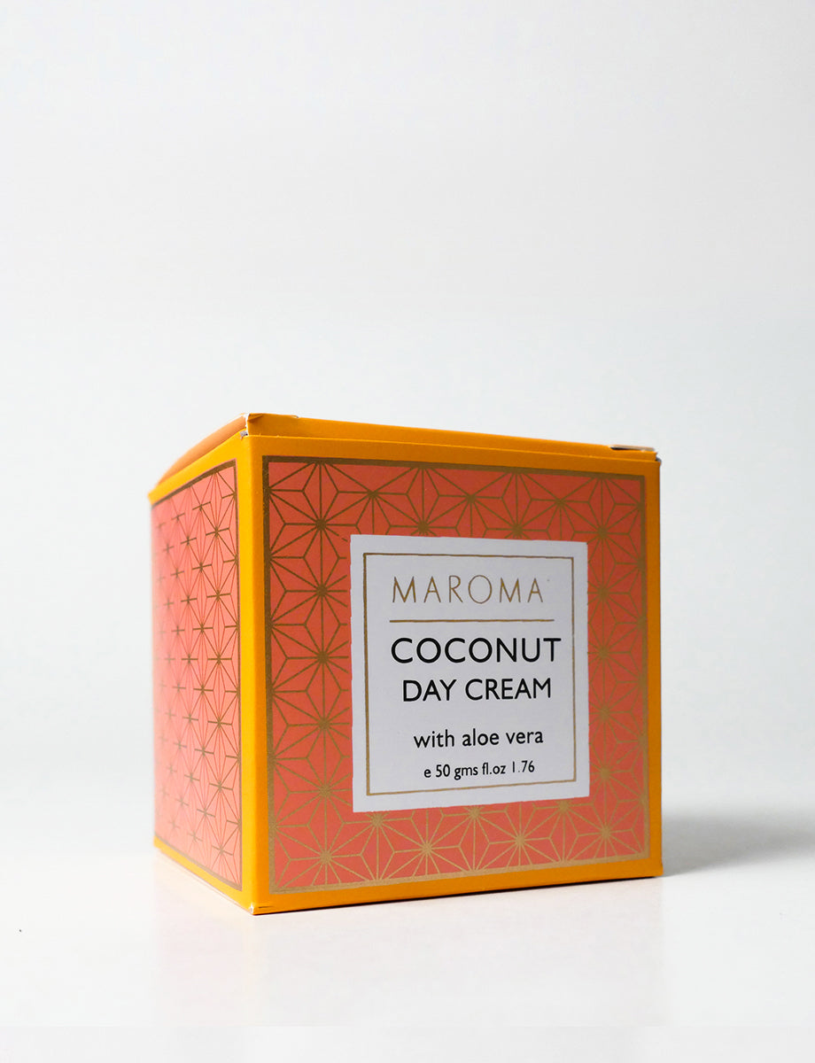 Day Cream | Coconut Day Cream (With Aloe Vera) - 100% Natural - Vegan, Cruelty Free, Palm Oil Free, No Parabens & No Synthetic Fragrances - Maroma - 50gm