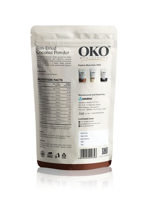 Powder | Sun-Dried Coconut Powder - Rich Coconut Flavour, Smooth Clean Taste- No Preservatives - OKO Whole Food -100gm