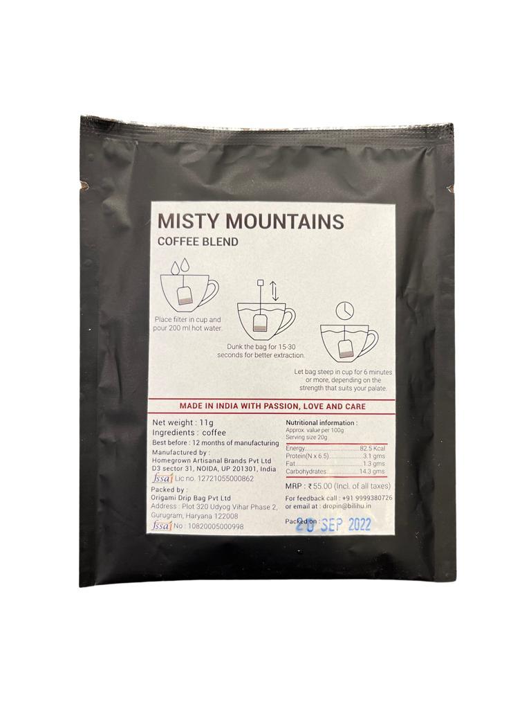 Coffee | Hot Dip Bag (Blend Misty mountains) - Bili Hu - (Contains 1 bag) - 11gm