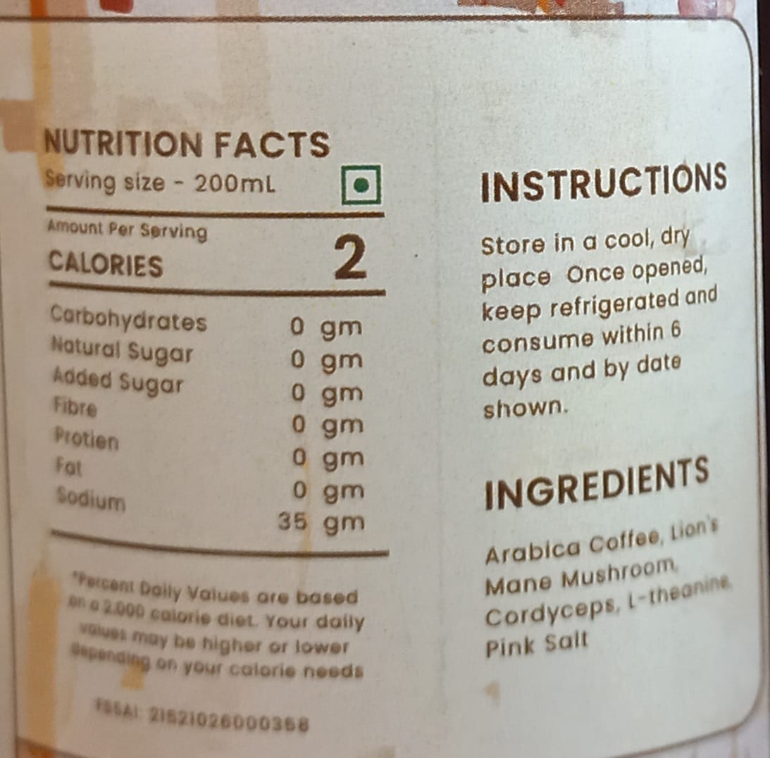 Coffee | Not Just Coffee +Mushrooms – Natural – Sugar Free & Chemical Free – Sana Health First – 200ml