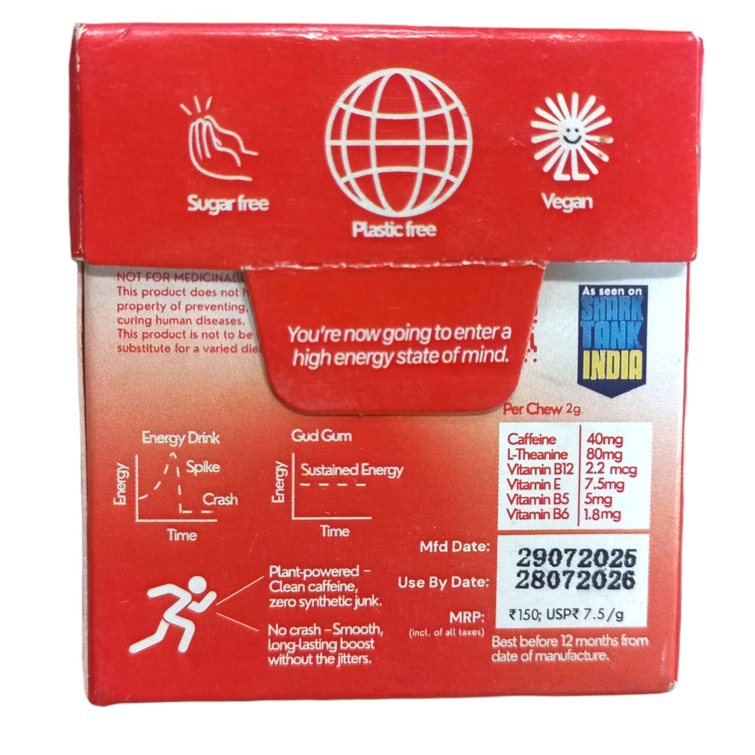 Cola Chewing Gum - 10 Pieces Per Pack - Natural - Indian - Vegan, Sugar Free & Plastic Free - Gud Gum - 20gm