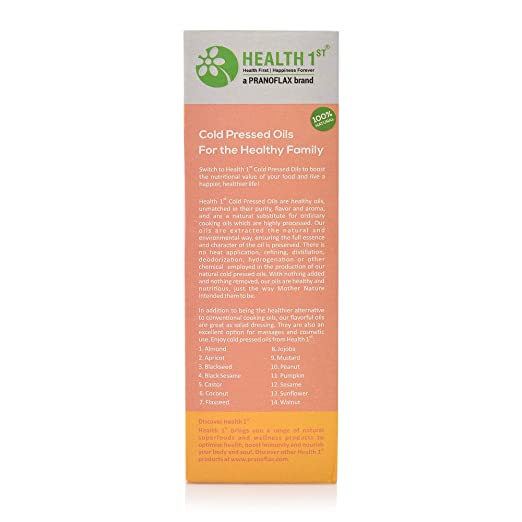 Apricot Oil | Cold Pressed Apricot Oil - Edible - 100% Natural - Health 1st - 100ml