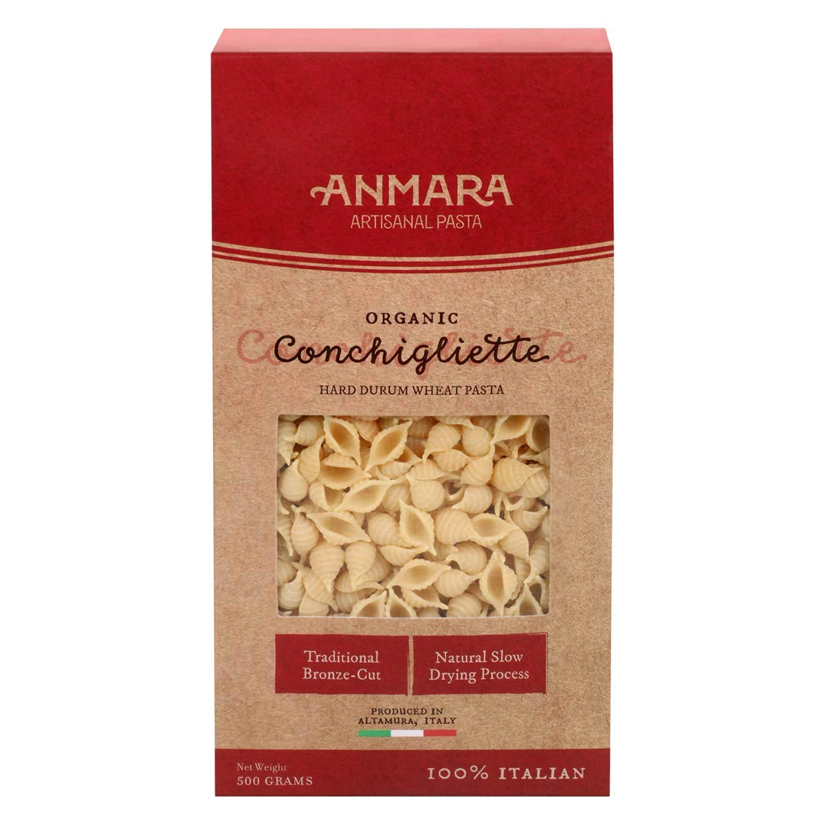 Pasta | Conchigliette Pasta - Organic - Hard Drum Wheat Pasta - 100% Italian – Anmara – 500gm
